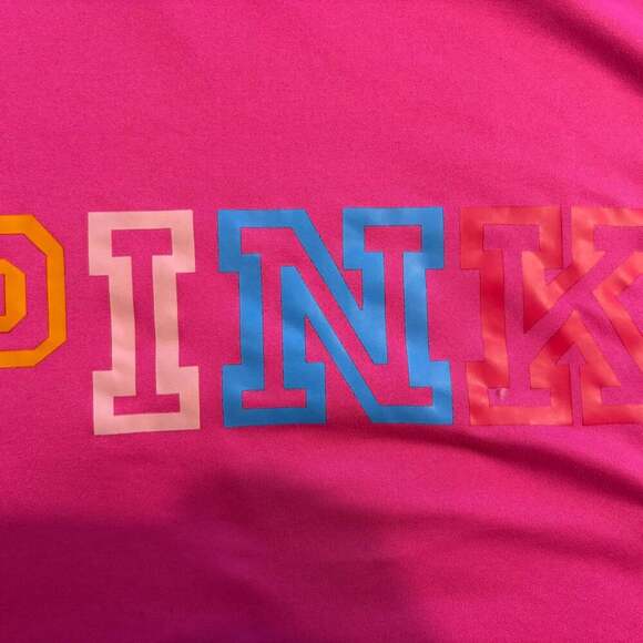 PINK Oversized Graphic T-Shirt XL Hot Pink Colorblock Letters Y2K Streetwear - Picture 6 of 6